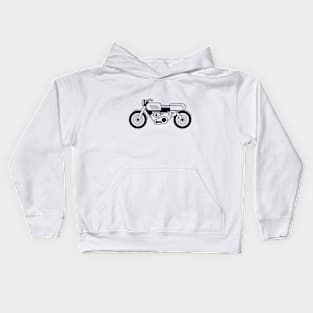 Illustration of stylized black and white motorcycle Kids Hoodie